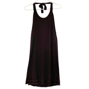 Becca Jersey Knit Halter Dress Womens Size Medium Breezy Basics Brown Tie Back